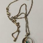 Sterling Silver 925 Necklace Angel Wing Pendant Teal Blue Crystal Rhinestone Photo 4