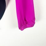 Milly Magenta Silk Blend Drop Shoulder Long Sleeves Wrap Bodysuit, Size Small Photo 11