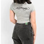 Ed Hardy  Gray Crop Top with Red Hearts Photo 1