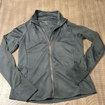 Apana  women’s green zip front warm up jacket with rose gold zipper, sheer arms Photo 0