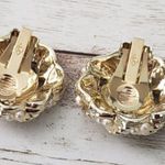 Vintage S.A.C. Clip On Earrings Gold Tone & Faux Pearl Large Statement Photo 2