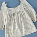 Gianni Bini NWT Kennedy Green Gingham Long Sleeve Sweetheart Neck Babydoll Dress Photo 4