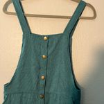 SheIn Teal Blue Midi Dress Overalls SZ M Button-Up Sleeveless Vest Cottagecore Photo 3