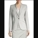 Elie Tahari  Allegra Micro-Plaid One Button Jacket Blazer Gray Size 12 NWT Photo 1