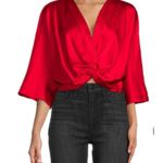 Renee C Twist Satin Cropped Blouse Size Medium NWT Photo 8
