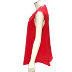CCC Red Lace Trim Satin Sleeveless Tank Top V Neck Dressy Blouse Size Large Photo 1