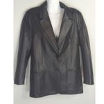 ZARA  Black Blazer Jacket Women's Small Vegan Leather Punk Bikercore Outdoor NWOT Photo 1