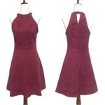 Altar'd State ALTAR"D STATE Burgundy Faux Suede Halter Mini Dress Size Small Sleeveless Fall Photo 1