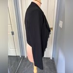Anthropologie Elevenses Black Crop Eyelash Trim Blazer Jacket Photo 2