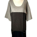 Neiman Marcus Cashmere Collection Brown Colorblock Knit Tunic Sweater Dress S Photo 0