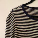 Eileen Fisher  Navy White Striped Long Sleeve Cotton Linen Women's size Medium Photo 2