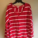 Umgee  medium red and white oversized sweater Photo 0