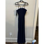 XScape Women's Rosette Halter Gown Sleeveless Front slit Formal Dress Navy 10 Photo 2