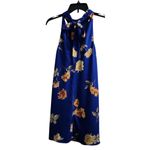 Lulus Royal Blue Floral Print Halter Neck Swing Dress Summer Party Cocktail XS Photo 1