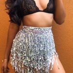 Silver Sequin Tassel Wrap Skirt Photo 0