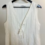 Petal and Pup Sleeveless Cotton Tie Front Romper in White Size Large Photo 3