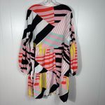 SheIn Colorful Pink Striped Long Puff Sleeve Tiered Dress Art Deco Knee Length Photo 6