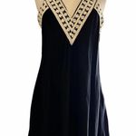 Black Swing Dress Embroidered V Photo 9