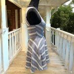 Altar'd State ‎ Blue Striped Fit & Flare Dress Small Keyhole Back Photo 1