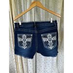 Bamboo  Dark Wash Embellished Rhinestones Studs Cross Pockets Jean Shorts 13/14 Photo 2