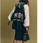 Free People #16 NWT  Care FP Like The Wind Logo Jacket in Midnight Navy Combo Photo 3