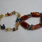 Source Unknown Boho Chic Amber Blue Beaded Silver Tone Stretch Set Of 2 Like New Bracelets Photo 0