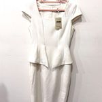 ZARA  Cap Sleeve Square Neck Above Knee Bodycon Sheath Dress White Women's XS Photo 2