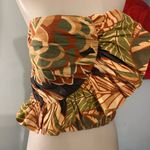 ZARA  Womens Ruffled Top Shirt Linen Blend Tropical S Multi-Color Photo 1