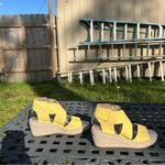 Eileen Fisher Willow Tumbled Leather Wedge Espadrille Size 8 yellow Photo 5
