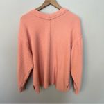 Aerie Wonder Textured V Neck Oversized Sweatshirt Saturn Peach Top Coral Orange Photo 6