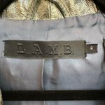 L.A.M.B. Vintage Gwen Stefani Rock Glam Leather Silk Metallic Gold Jacket Size 2 Photo 11