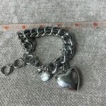 Chico's Chico’s Silver Tone Chunky Link Puffy Heart Bracelet Photo 5