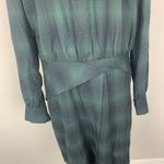 Cotelac Women Dress Plaid Green Size 1 Long Sleeve Button Round Neck Knee Length Size M Photo 3