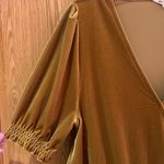 Madewell  Velvet Smocked Crossover Wrap-Style Top Blouse in Antique Gold‎ Size XL Photo 12