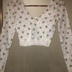 Urban Outfitters Gathered Front Floral Lace Crop Top Photo 1