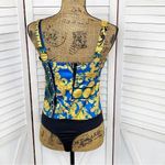 Intempo Ruched Strap Bustier Bodysuit Satin Blue Gold Yellow 8‎ Photo 4