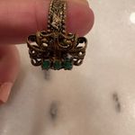Vintage West Germany Gold Tone Ring Adjustable Green Stones Photo 3