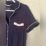Kate Spade new york Evergreen Pajama Top Polka Dot Navy/pink Sz L Soft Comfy Photo 2