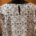 Loft Medallion Print Ruffle Shoulder Bubble Hem Long Sleeve Blouse Top Size XL Photo 6