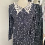 VINTAGE NEWPORT NEWS COTTON PRAIRIE DRESS GRANNY CHIC LACE COLLAR MADE IN USA Blue Size M Photo 1