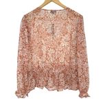 Zenobia Burnt Sienna Floral Blouse sz 2X Ruffle Cuff Tie Waist NWT Long Sleeves Photo 7