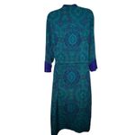 Victoria's Secret Vintage Gold Label Teal & Purple Paisley Robe Petite Small PS Photo 3