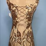 Faeriesty NWT Gold/Champagne Embellished Sequin Gown for Prom Size Small Gold Photo 12