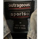 Denim Embroidered fall design Outrageous Sports Button front shirt. SZ. M. Blue Size M Photo 3