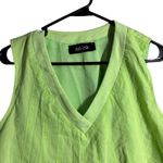 fab'rik  Lime Green V Neck Sleeveless Pleated Top Size L Photo 1