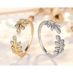 Boutique Sparkly‎ 5a Cz Leaf Ring | White Gold Plated Sterling Silver Photo 13