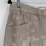 Tahari  Women’s Floral Embroidered Ankle Pants Beige Size 10‎ Nylon Rayon Hi rise Photo 6