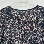 Loft Boho Sheer Floral Top Teal Blue Cream Hidden Button Front Long Sleeve Sz M Photo 7