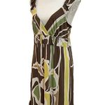 BCBGMAXAZRIA Women's Sleeveless V Neck Floral Mini Dress Brown Medium Flounce Photo 2