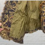 ICE Tapestry Brocade Jacket Size 12 Fringe Gold Navy Baroque Jeweled Buttons Photo 9
